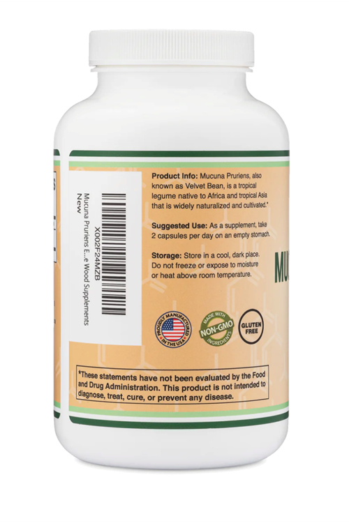 Double Wood Mucuna Pruriens Extract Dopamine Boosting- 210 Capsul 1000mg 20% L Dopa (from Velvet Beans) (Mood and Motivation).39.