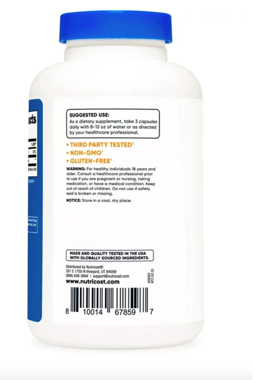 Nutricost Magnesium Taurate (240 Capsules, 80 Servings / 1,500 mg Magnesium Taurate Per Serving) Gluten Free, Non-GMO, Vegan.3939