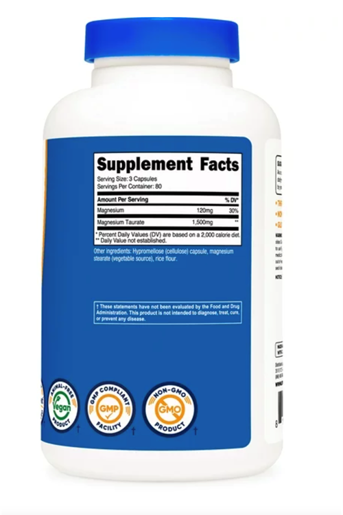 Nutricost Magnesium Taurate (240 Capsules, 80 Servis  1500 mg Magnesium Taurate Per Serving) Gluten Free, Non-GMO, Vegan.39.