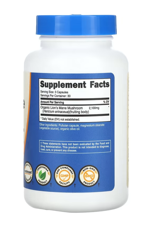 Nutricost Lion's Mane Mushroom Capsules 2100mg per Serving, 30 Servings, 90 Capsules.Abd 4137