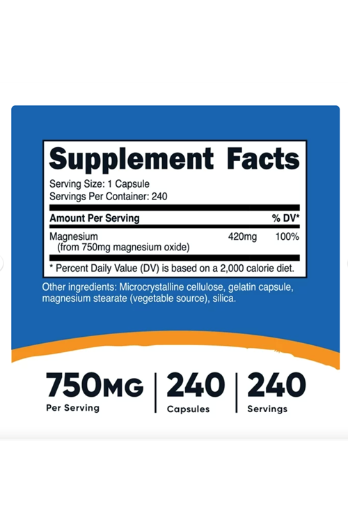 Nutricost  Magnesium Oxide 750mg, 240 Capsules.36.