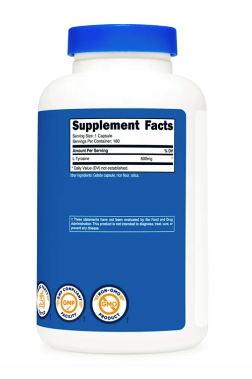 Nutricost L-Tyrosine 500mg, 180 Capsules - Non-GMO & Gluten Free.Usa.3937