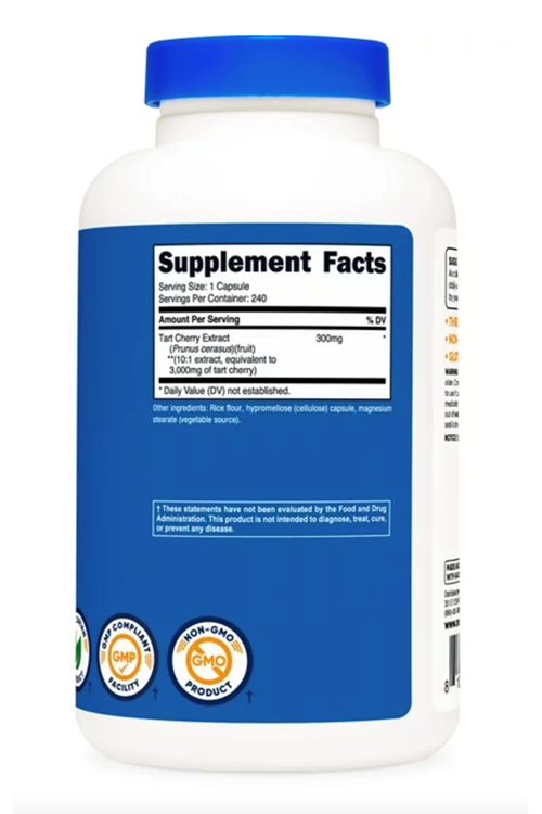 Nutricost Tart Cherry Extract 3000mg, 240 Vegetarian Capsules - Gluten Free, Non-GMO.Abd 34.