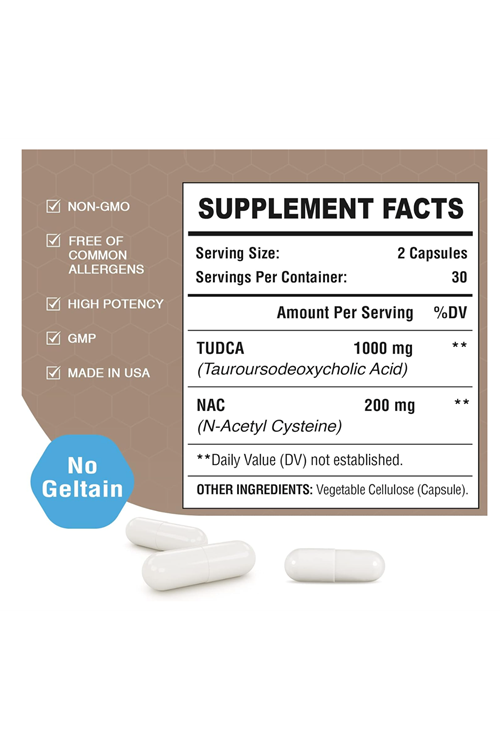 Zingicin TUDCA with N.A.C 1200mg - 60 Capsules,Powerful TUDCA Bile Salt Plus N-Acetyl-Cysteine.Usa Amazon Best Seller.50.