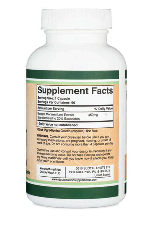 Double Wood  Bacopa Monnieri Extract 450mg 90 Capsul. Usa Version 42.