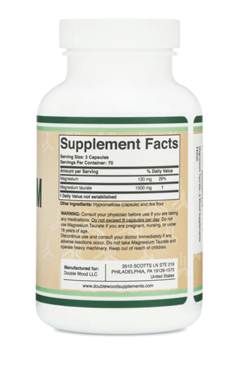 Double Wood Magnesium Taurate 1500mg 210 Capsul. Usa Version 4039