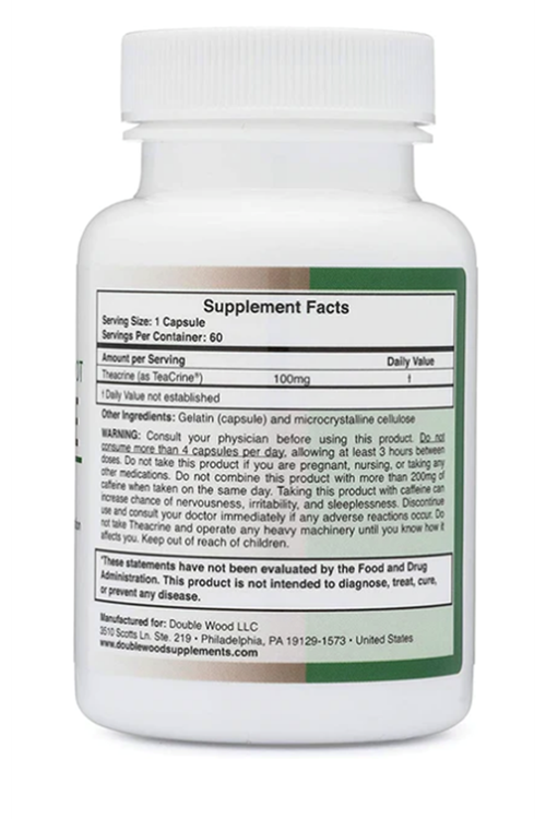 Double Wood  Theacrine. 100mg 60 Capsul. Usa Version 40.