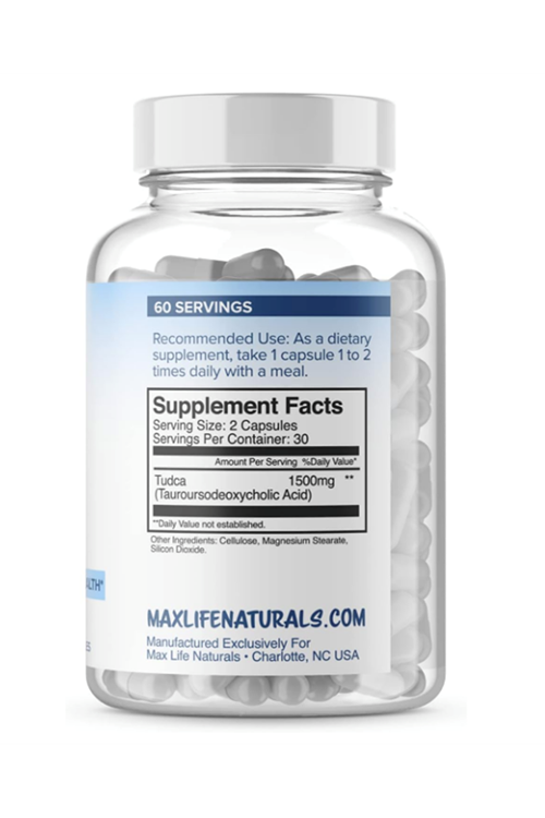 MAXLIFE NATURALS Tudca 1500mg - 60 Capsules.(2 Capsul 1500mg'dir).Usa Amazon Best Seller.53.
