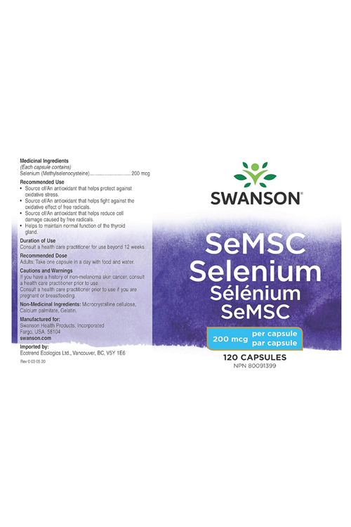 Swanson Semsc Selenium 200 mcg 120 Capsules. Usa Version.3930