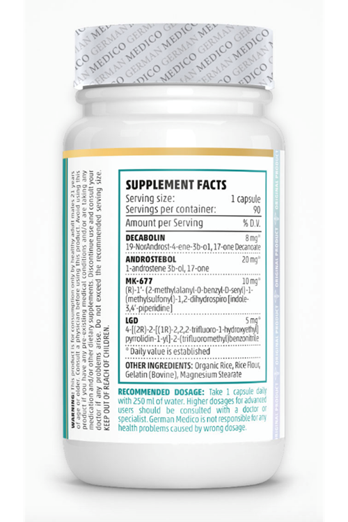 German Medıco DECABOLIN 45mg 90 Capsul. 4 Esterli - MK-677 + LGD 4033 + ++  (Verıfy + Kare Kod Mevcut) Orj Ürün.3956