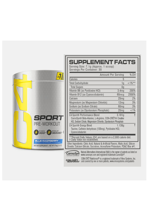 Cellucor C4 Sport Pre Workout Energy with 3g + 135mg Caffeine and Beta-Alanine Performance - NSF Certified for Sport  30 Servings. USA VERSİON.3639