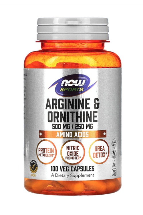 NOW Foods, Sports, Arginine & Ornithine, 100 Veg Capsules.Usa Version.3840