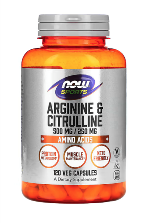 NOW Foods, Sports, Arginine & Citrulline, 750mg 120 Veg Capsules.Abd Menşei.44.