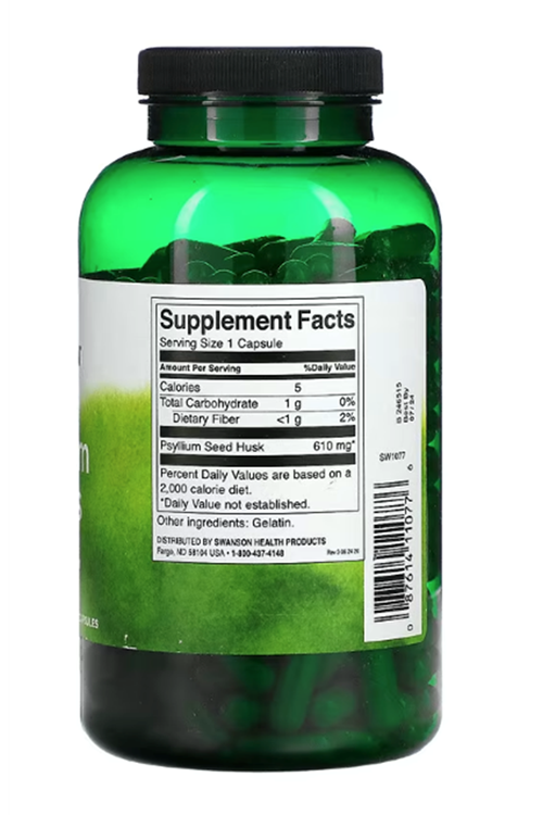 Swanson, Psyllium Husks, 610 mg, 300 Capsules. USA Version.3529