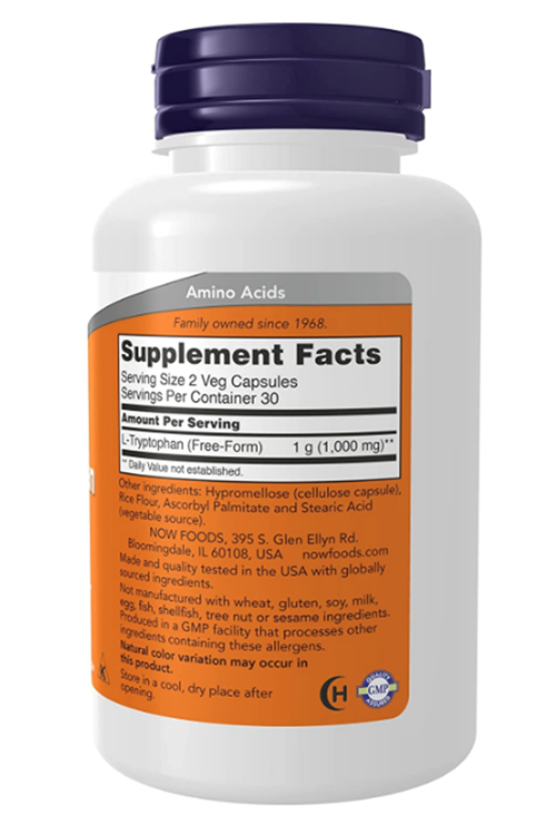 NOW Sports L-Tryptophan  500 mg  60 Veg Capsul..Abd Menşei 4134