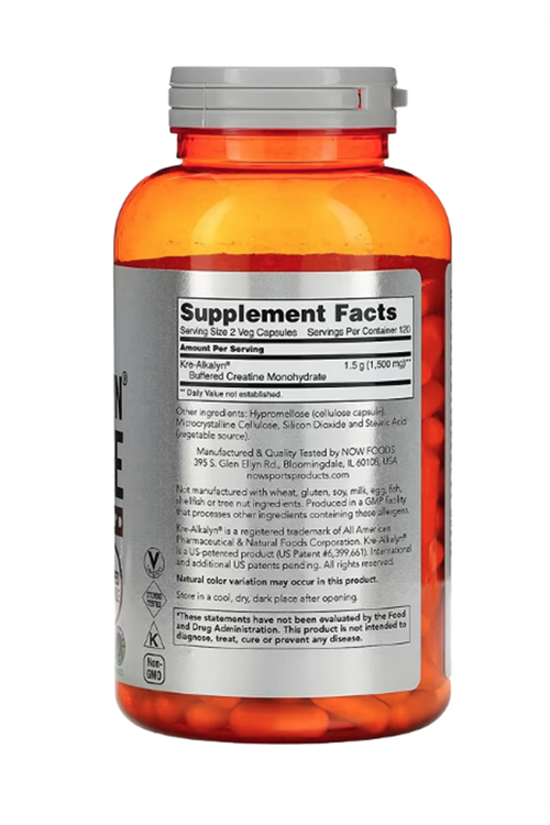 NOW Foods, Sports, Kre-Alkalyn Creatine, 750 mg, 240 Veg Capsules.Usa Version.3547