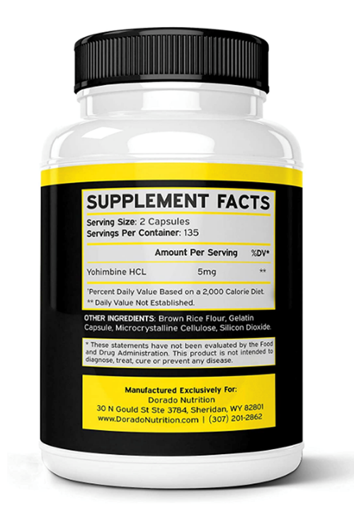 DORADO Nutrıtıon Yohimbine HCL 5mg 270 Capsules. USA Amazon Best Seller.3840
