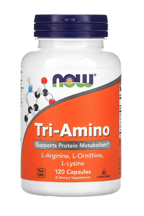 NOW Foods, Tri-Amino, AOL L-Arginine, L-Ornithine, L-Lysine 120 Capsules.43.