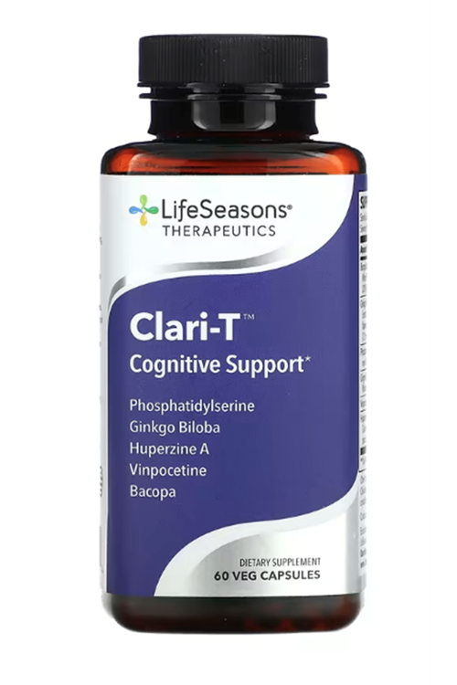 LifeSeasons, Clari-T Cognitive Support, Bacopa+Ginkgo biloba+ Phosphatidylserine+Huperzine A+ Ginger+ Vinpocetine 60 Veg Capsul.3979