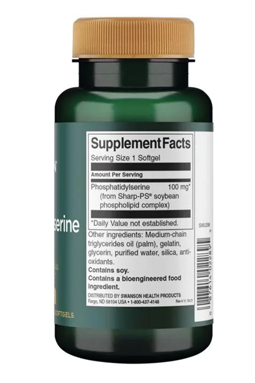 Swanson Phosphatidylserine 100mg  90 Softjel. Usa Versiondur..Eu Version Değildir.3739
