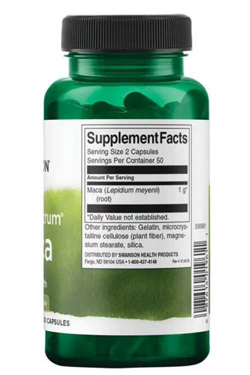 Swanson Premium Full Spectrum Maca 500mg 100 Capsul.Usa Menşei. Avrupa İçerik Değildir. 3525