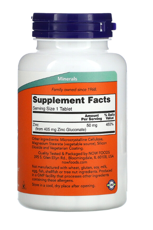 NOW Foods  Zinc  50 mg  250 Tablets. Usa Menşei.4137