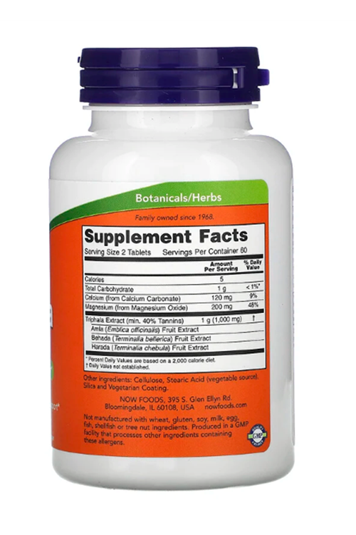 NOW Foods, Triphala, 500 mg, 120 Tablets.Abd Menşei4039
