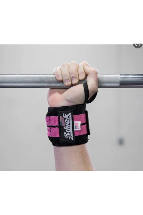Schiek Sports Model 1112 Heavy Duty 12" Wrist Wraps - Pink/Black MADE IN USA