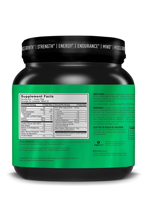 Pre JYM Pre Workout Powder - BCAAs, Creatine HCI, Citrulline Malate, Beta-Alanine, Betaine 520gr..USA MENŞEİ.3565