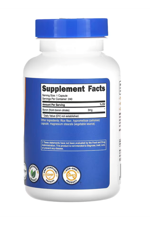 Nutricost From Boron Citrate 3mg, 240 Vegetarian Capsul - Gluten Free and Non-GMO.37.