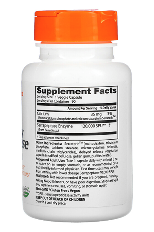 Doctor's Best, High Potency Serrapeptase, 120,000 SPU, 90 Veggie Capsul.USA.56.