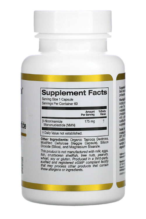 California Gold Nutrition NMN Nicotinamide Mononucleotide 175 mg, 60 Veggie Capsul.Usa Menşei.3562.