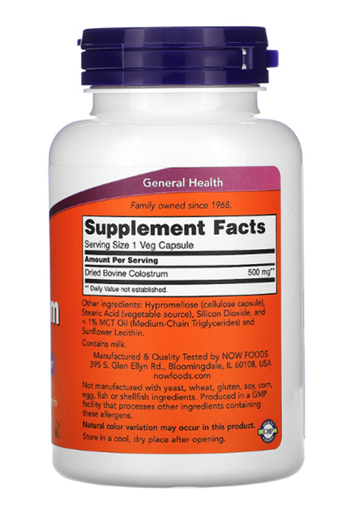 NOW Foods, Colostrum, 500 mg, 120 Veg Capsules. USA 3735
