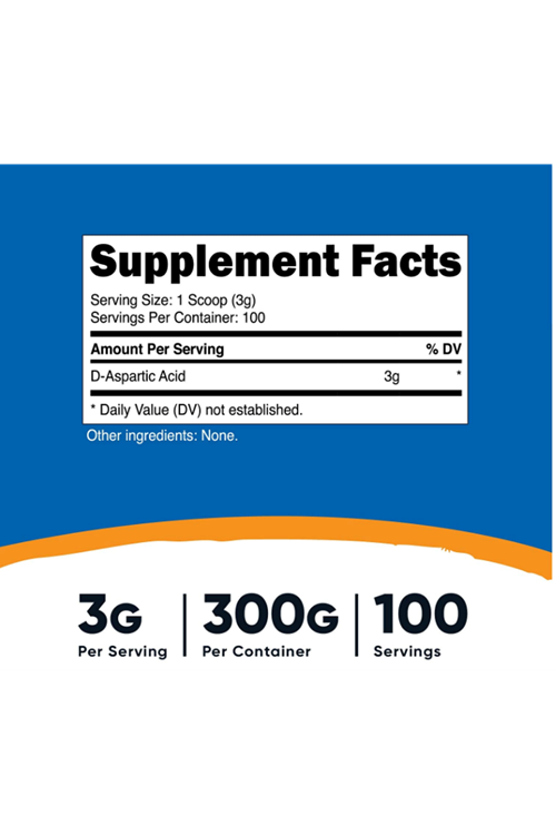 Nutricost D-Aspartic Acid (DAA) Powder 300GR- Gluten Free & Non-GMO - USA.3940