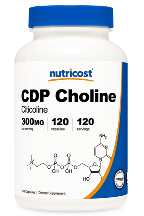Nutricost CDP Choline (Citicoline) 300mg, 120 Vegetarian Capsules - Non-GMO, Vegetarian Friendly, Gluten Free.USA MENŞEİ.4048