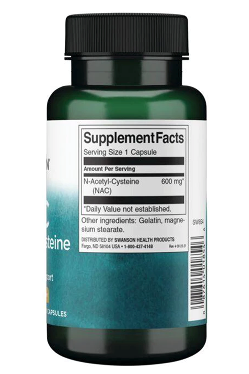 Swanson Premium N-Acetyl Cysteine 600mg 100 Capsul.Abd Menşei.(Ösg Özel Sporcu Gıdaları)