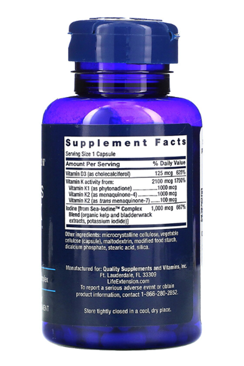 LIFE Nutrıtion Vitamins D and K with Sea-Iodine 60 Capsul.Usa Menşei.3640