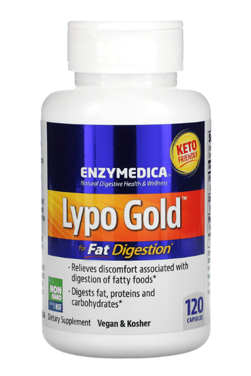 Enzymedica, Lypo Gold,120 Capsules (ÖSG ÖZEL SPORCU GIDALARI) For Fat Digestion.Usa Version.65.
