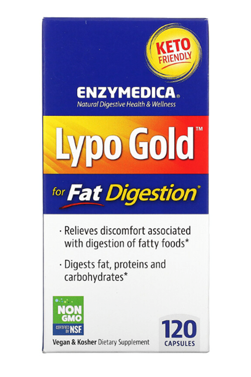Enzymedica, Lypo Gold,120 Capsules (ÖSG ÖZEL SPORCU GIDALARI) For Fat Digestion.Usa Version.65.