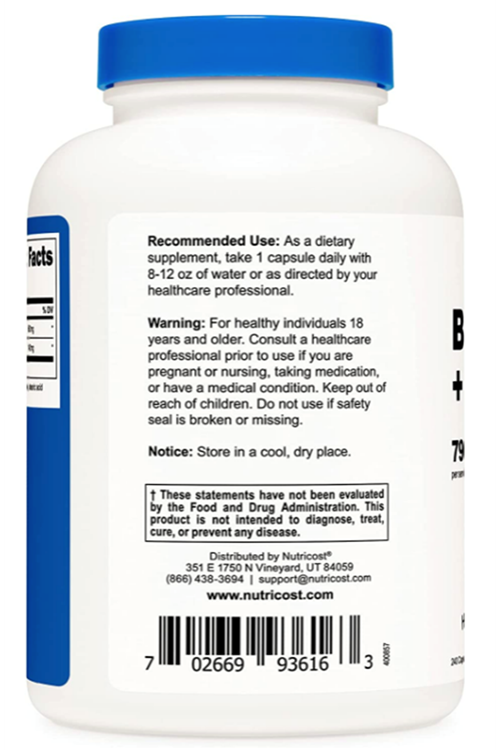 Nutricost Betaine HCl + Pepsin 790mg, 240 Capsules - Gluten Free & Non-GMO.Abd Menşei.4139.