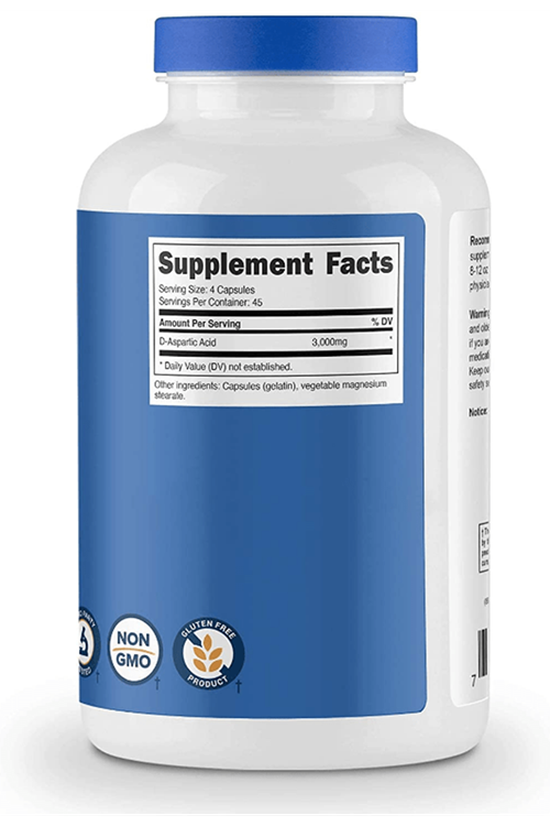 Nutricost DAA D-Aspartic Acid Capsules (180 Capsules) (3000mg Serving) 37.