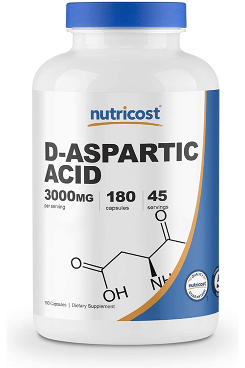 Nutricost DAA D-Aspartic Acid Capsules (180 Capsules) (3000mg Serving) 4037