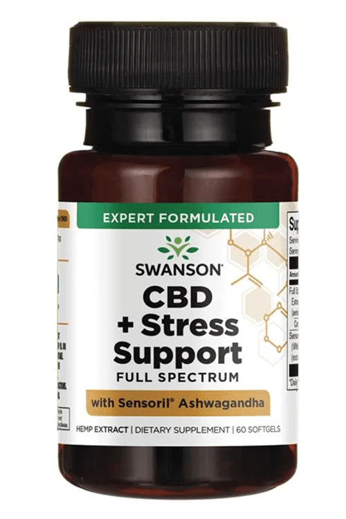 Swanson  C.B.D + Stress Support Full Spectrum with Sensoril 60 Softjel..USA Version.52.