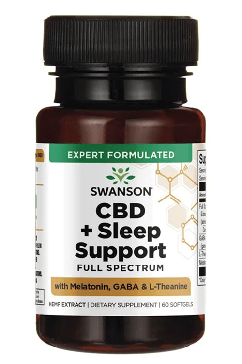 Swanson C.B.D + Sleep Support / Mela/tonin, GABA & L-Theanine 60 Softjel. USA Version.4049