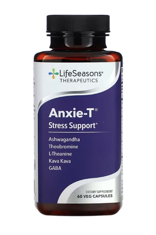 LifeSeasons - Anxie-T - Herbal Stress Relax -Ash/wagan/dha, Kava Kava, GA.BA, L-Theanine - 60 Capsul.60.