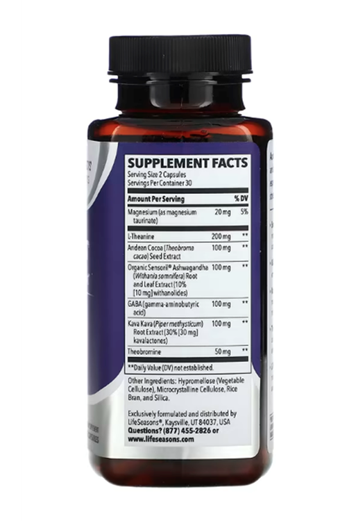 LifeSeasons - Anxie-T - Herbal Stress Relax -Ashwagandha, Kava Kava, GABA, L-Theanine - 60 Capsul.3960