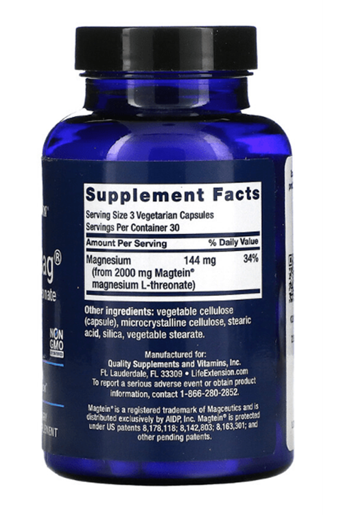 LIFE Nutrıtion Neuro-Mag Magtein Magnesium L-Threonate 90 Veg Capsul.Usa Menşei. 4159