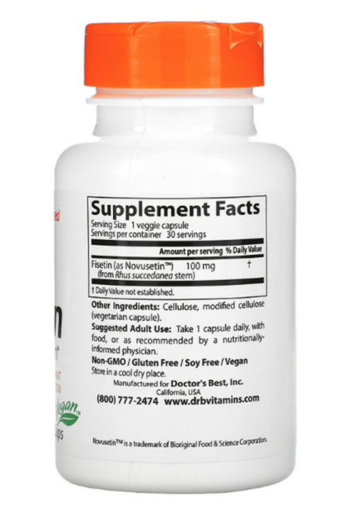 Doctor's Best, Fisetin with Novusetin, 100 mg, 30 Veggie Capsul.ABD MENŞEİ.48.