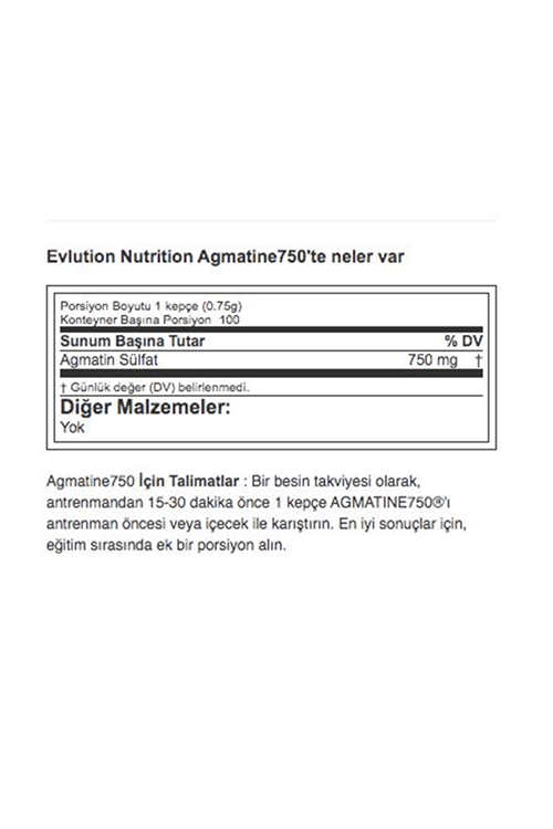 EVL Nutrition Agmatine750 , 100 Servings Unflavored. Usa Version.32.