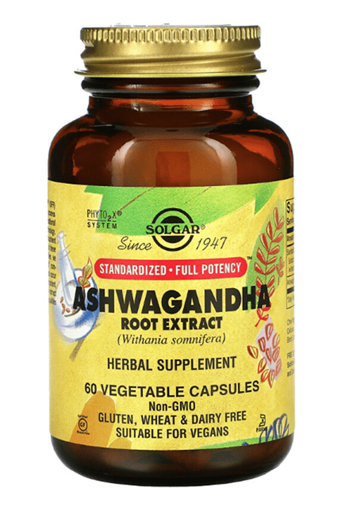SOLGAR Ashwagandha Root Extract, 60 Vegetable Capsules.USA MENŞEİ.4041.